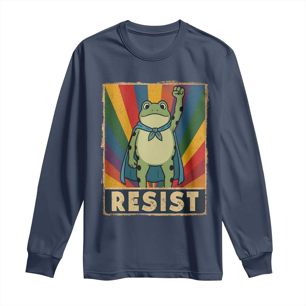 Rainbow Resist Frog Long Sleeve Shirt Portland Pride and Protest Resistance - Wonder Print Shop