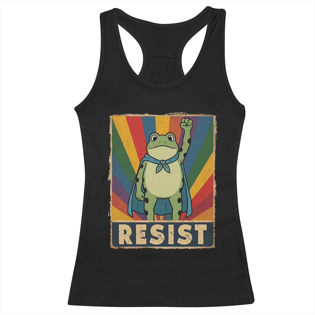Rainbow Resist Frog Racerback Tank Top Portland Pride and Protest Resistance - Wonder Print Shop