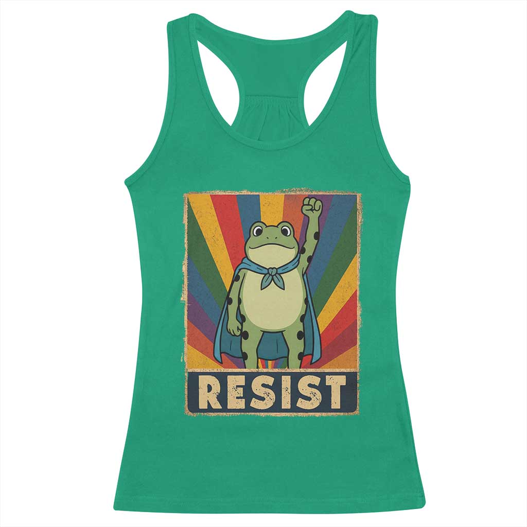 Rainbow Resist Frog Racerback Tank Top Portland Pride and Protest Resistance - Wonder Print Shop