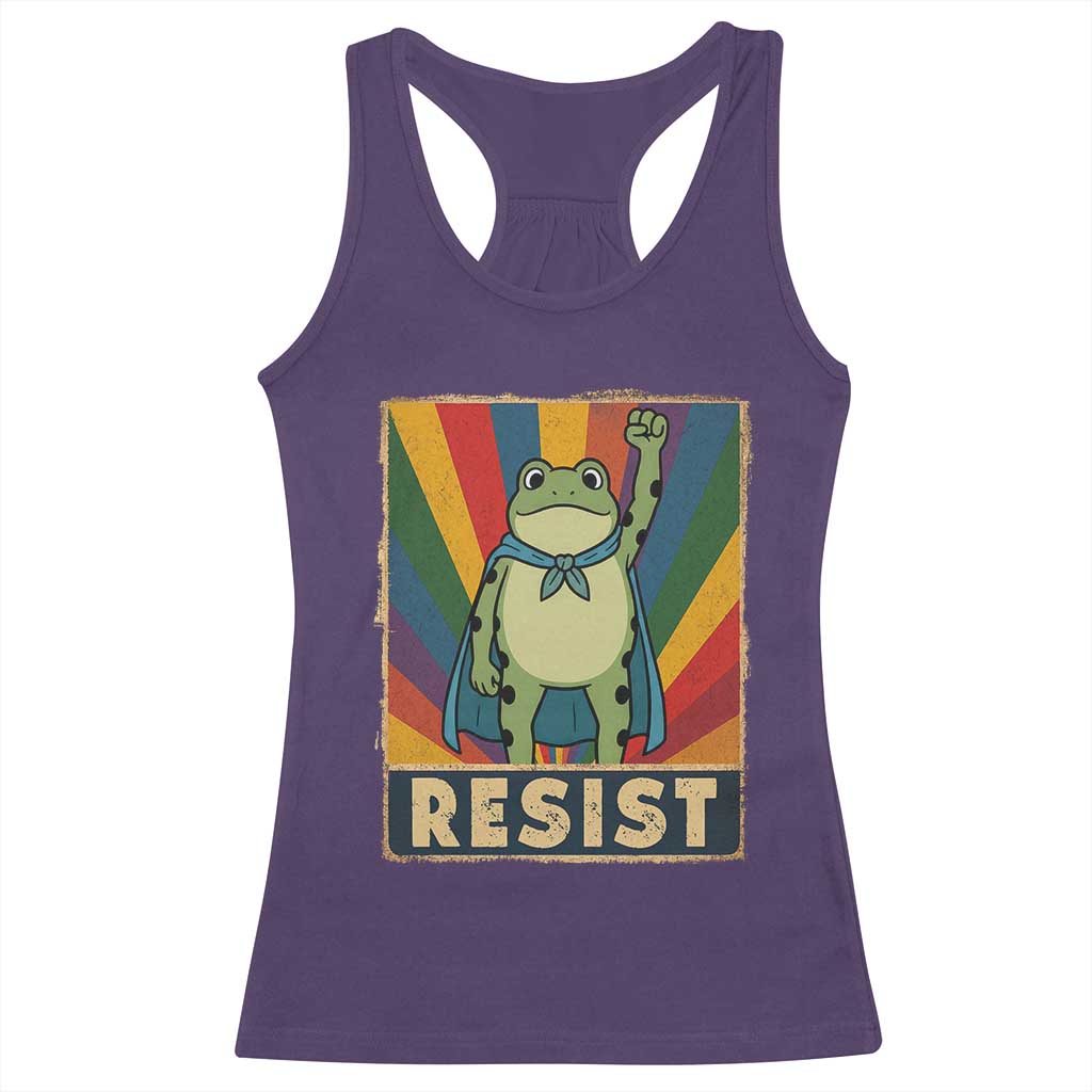 Rainbow Resist Frog Racerback Tank Top Portland Pride and Protest Resistance - Wonder Print Shop