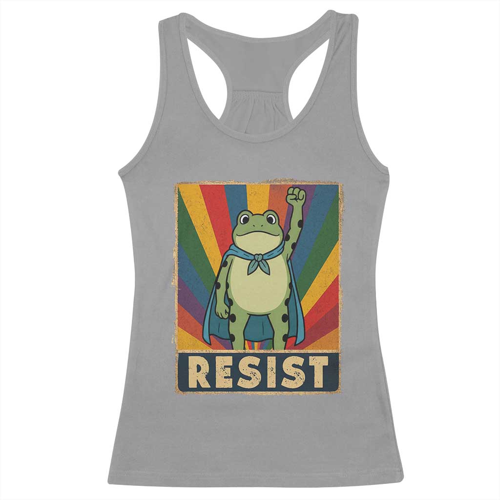 Rainbow Resist Frog Racerback Tank Top Portland Pride and Protest Resistance - Wonder Print Shop
