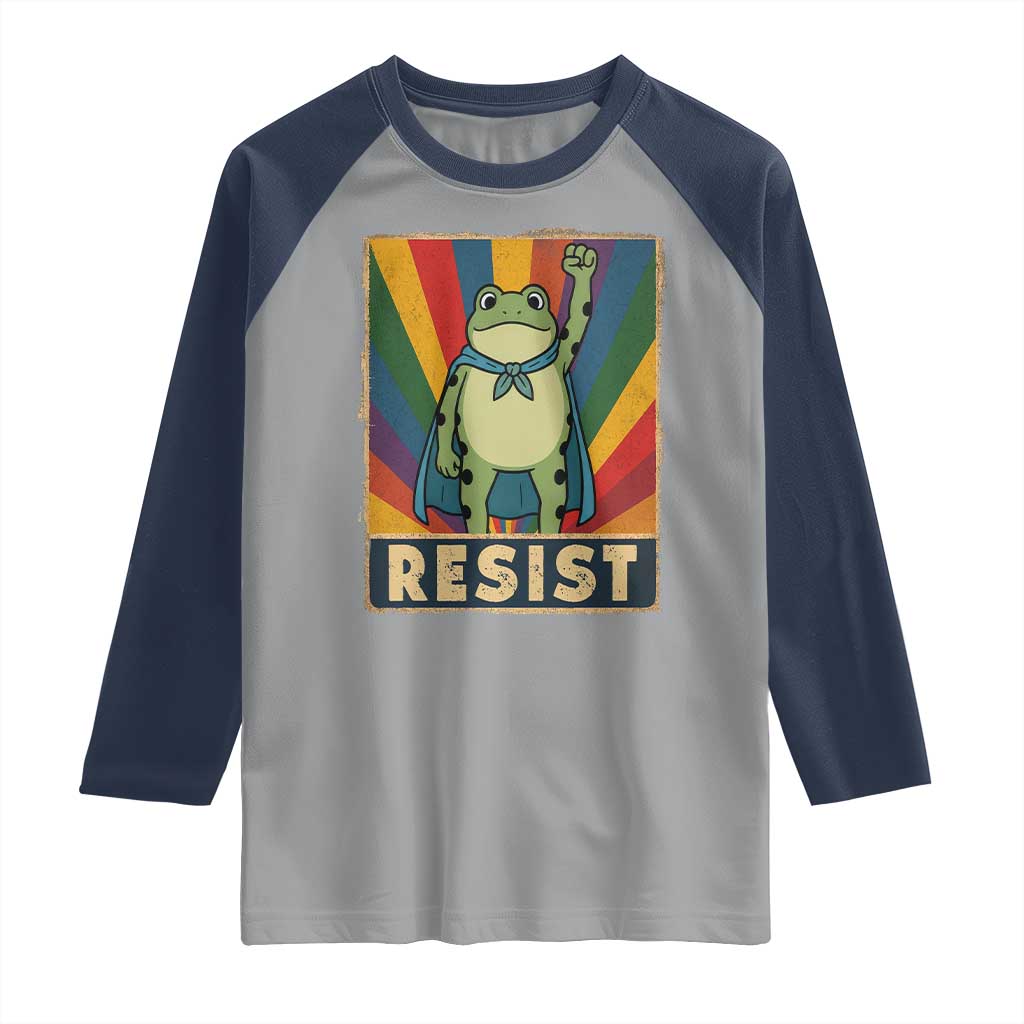 Rainbow Resist Frog Raglan Shirt Portland Pride and Protest Resistance - Wonder Print Shop