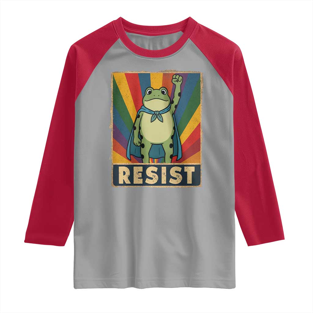 Rainbow Resist Frog Raglan Shirt Portland Pride and Protest Resistance - Wonder Print Shop