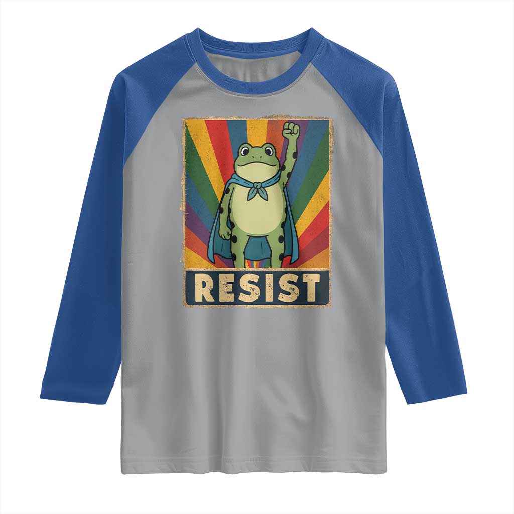 Rainbow Resist Frog Raglan Shirt Portland Pride and Protest Resistance - Wonder Print Shop
