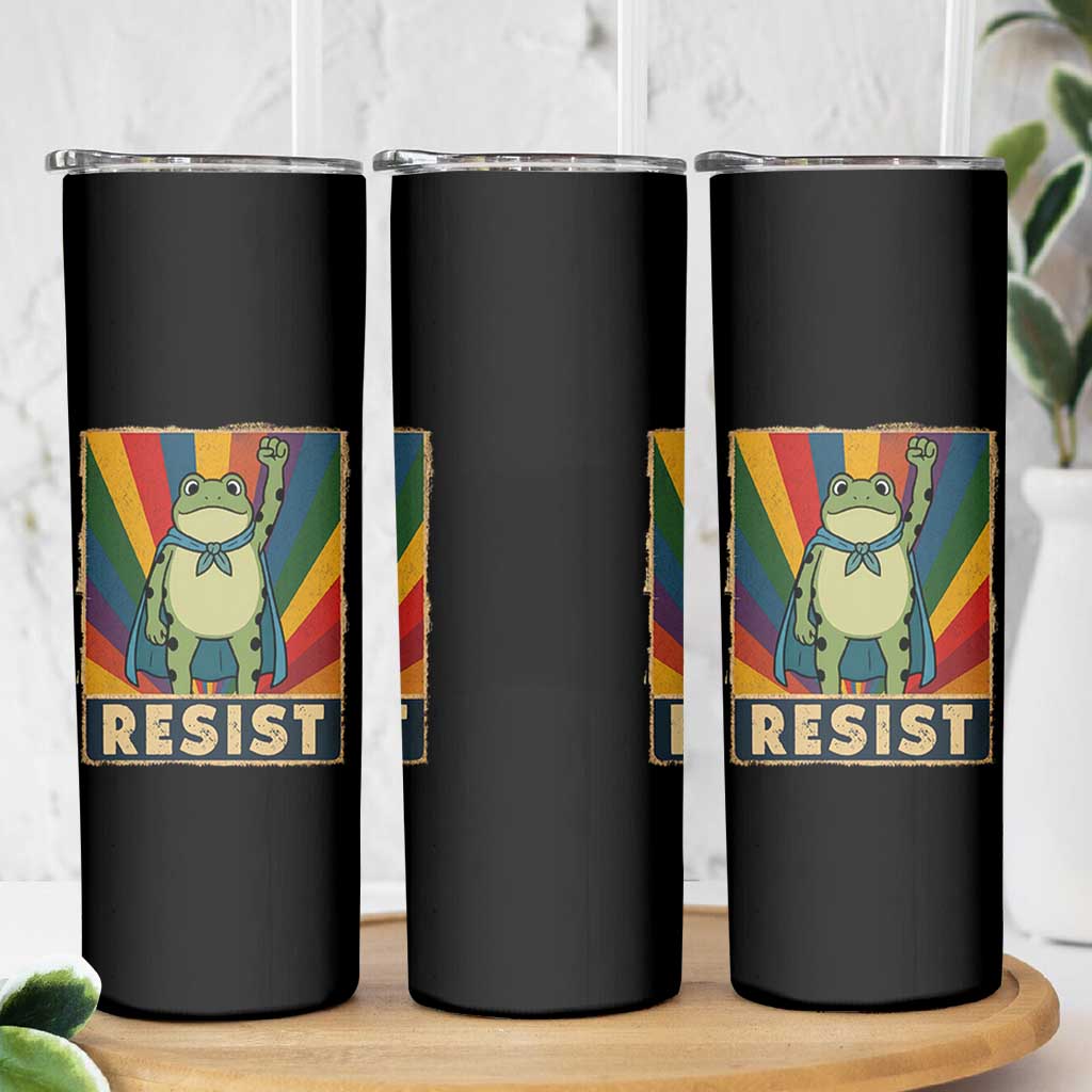 Rainbow Resist Frog Skinny Tumbler Portland Pride and Protest Resistance - Wonder Print Shop