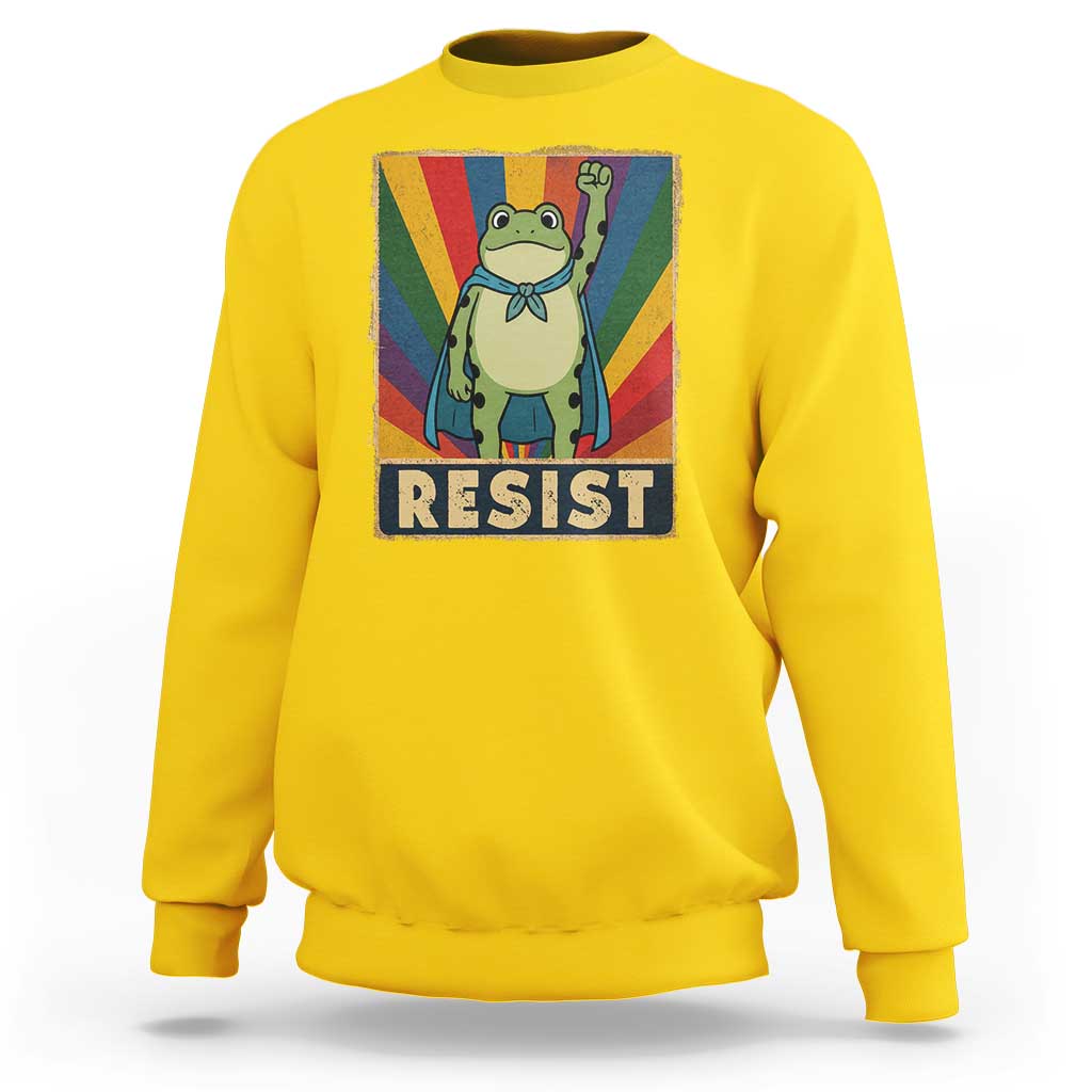 Rainbow Resist Frog Sweatshirt Portland Pride and Protest Resistance - Wonder Print Shop