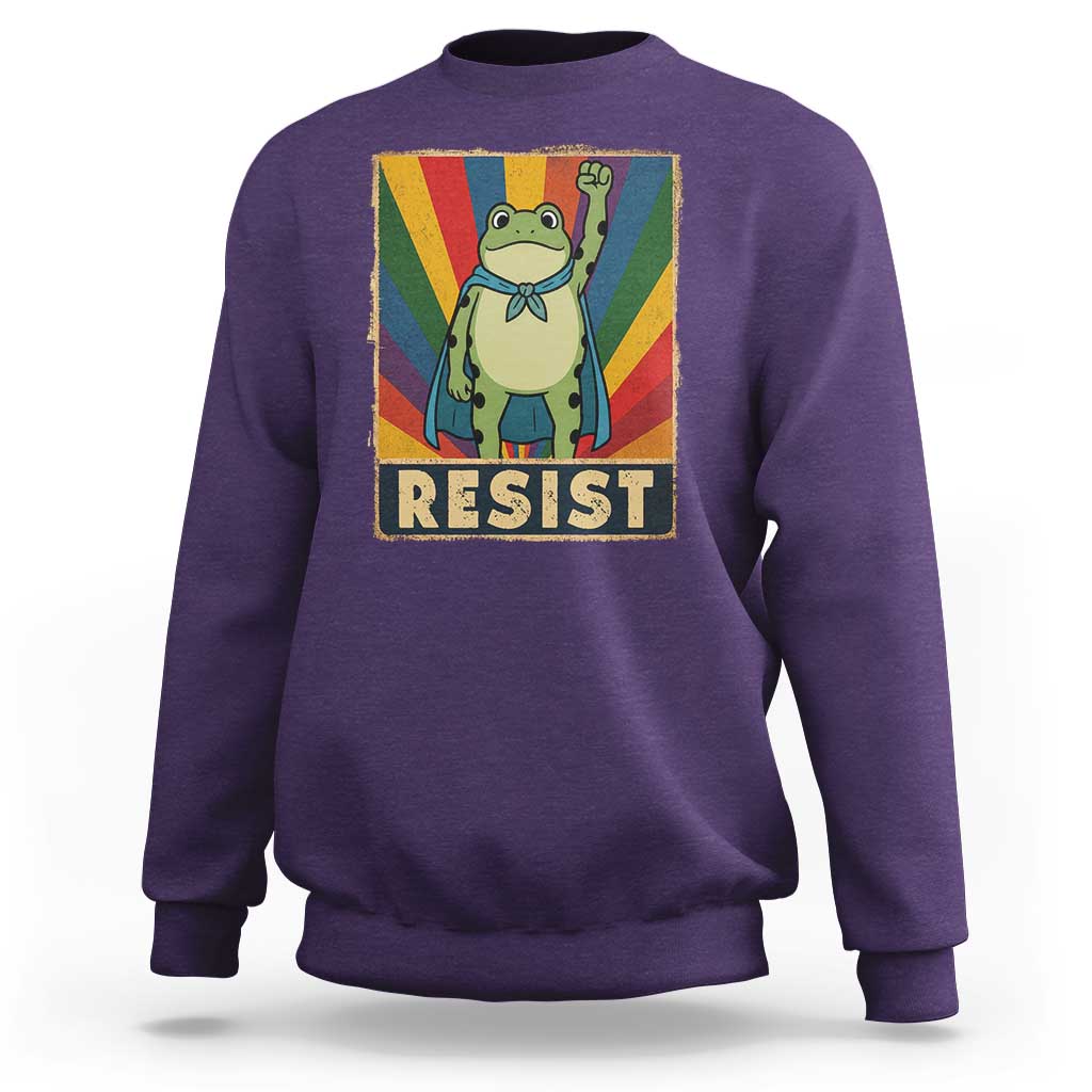 Rainbow Resist Frog Sweatshirt Portland Pride and Protest Resistance - Wonder Print Shop
