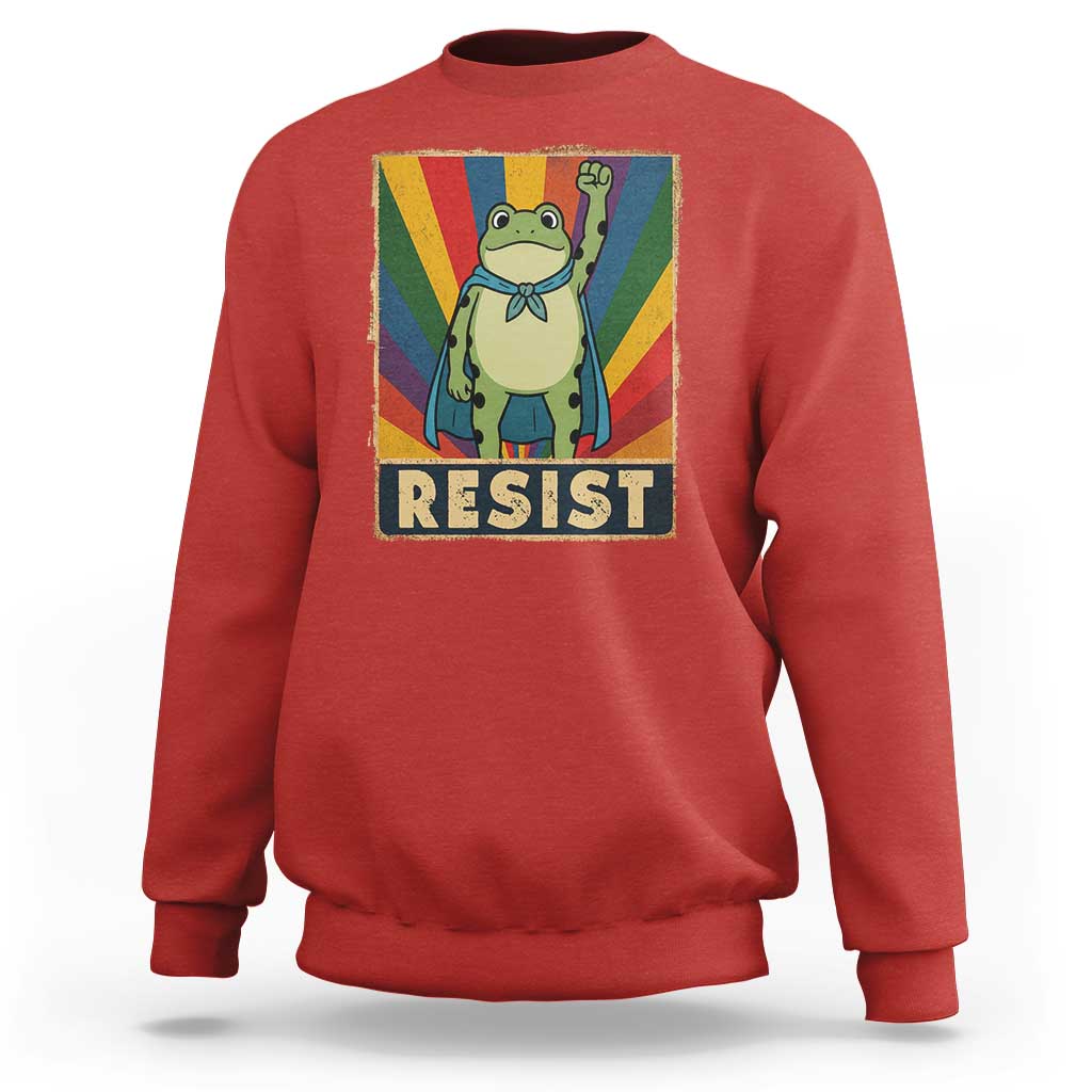 Rainbow Resist Frog Sweatshirt Portland Pride and Protest Resistance - Wonder Print Shop
