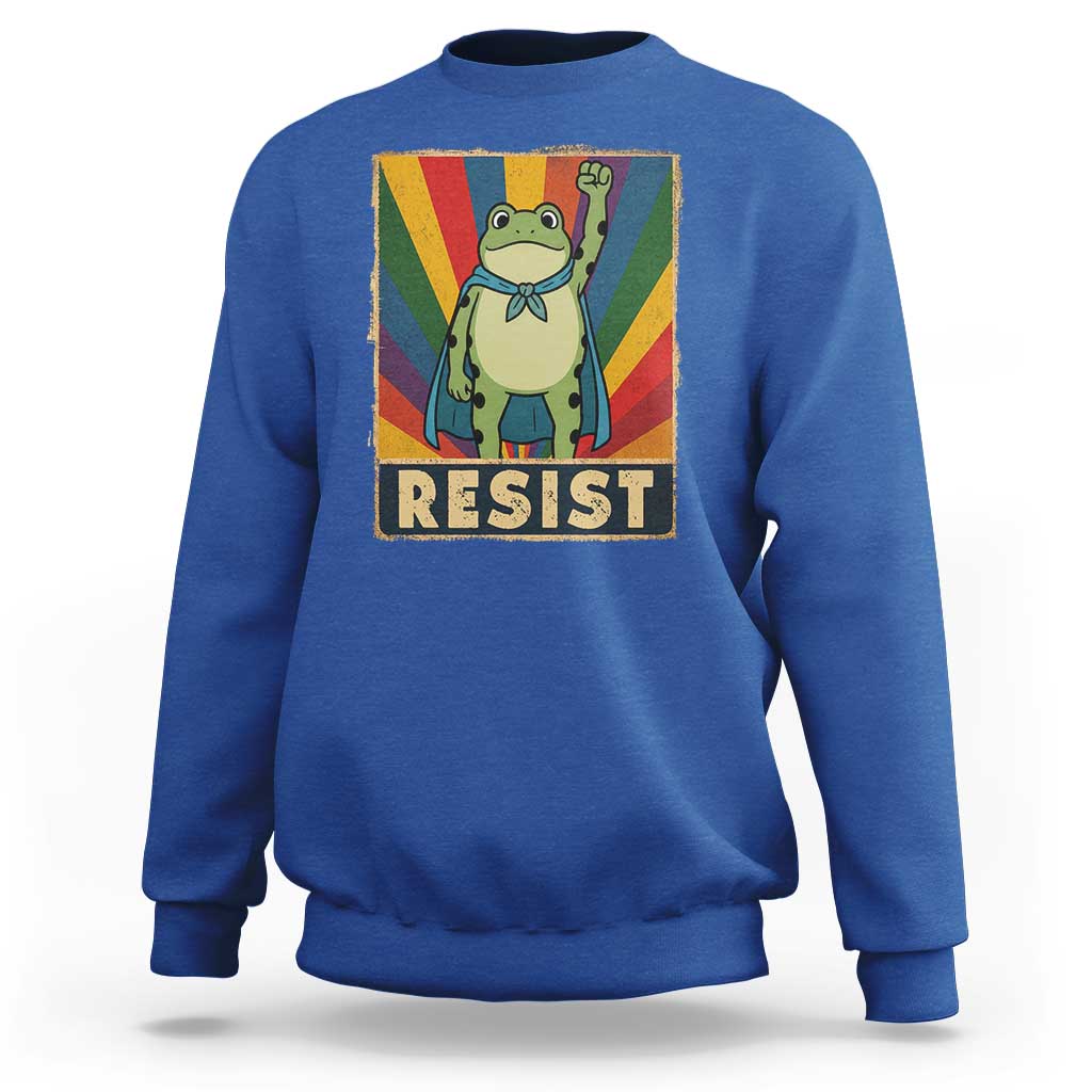 Rainbow Resist Frog Sweatshirt Portland Pride and Protest Resistance - Wonder Print Shop