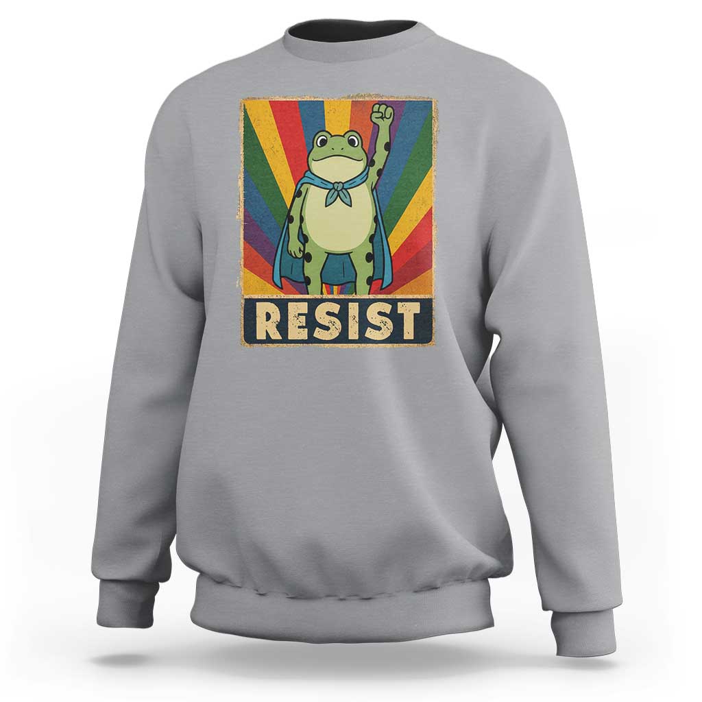 Rainbow Resist Frog Sweatshirt Portland Pride and Protest Resistance - Wonder Print Shop