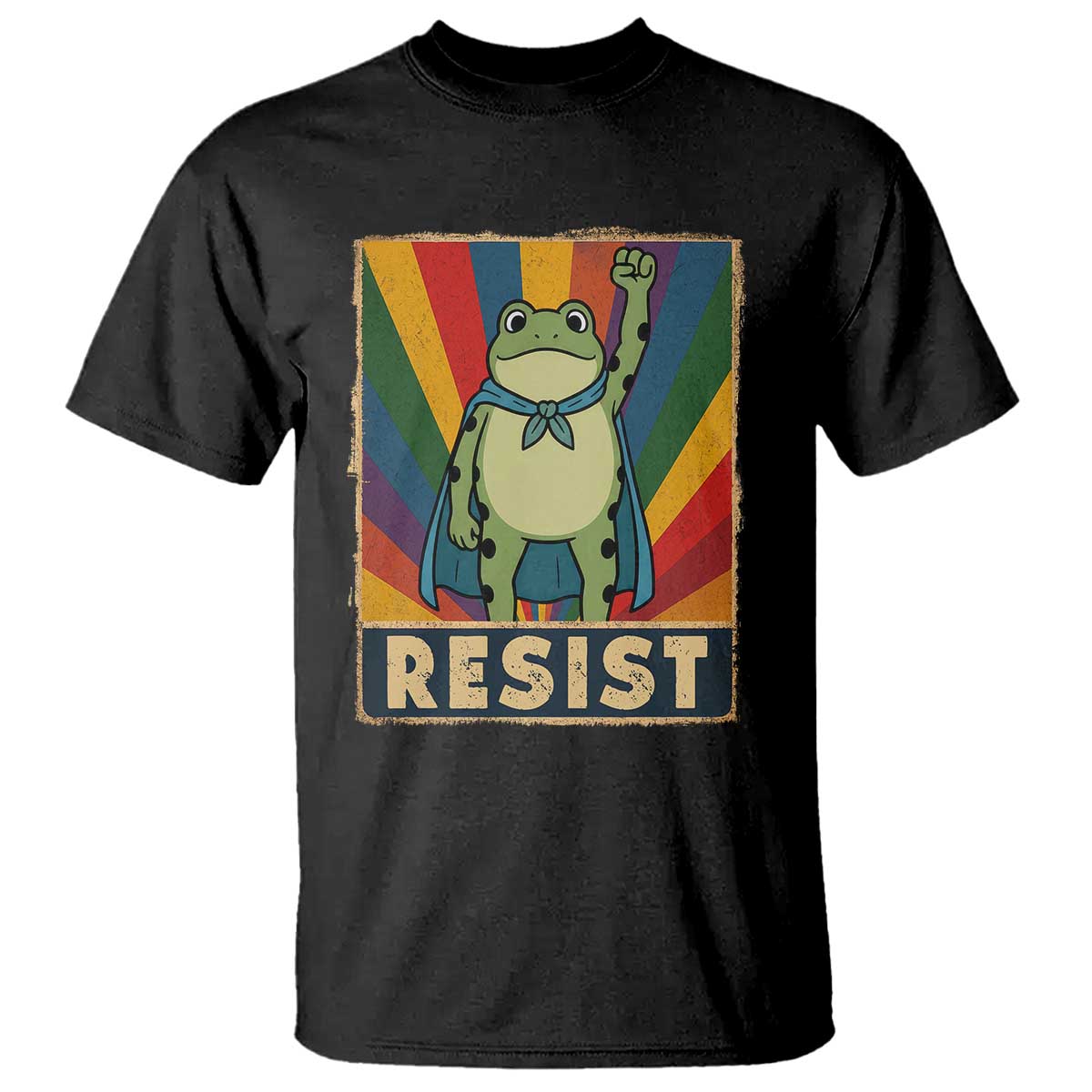 Rainbow Resist Frog T Shirt Portland Pride and Protest Resistance - Wonder Print Shop