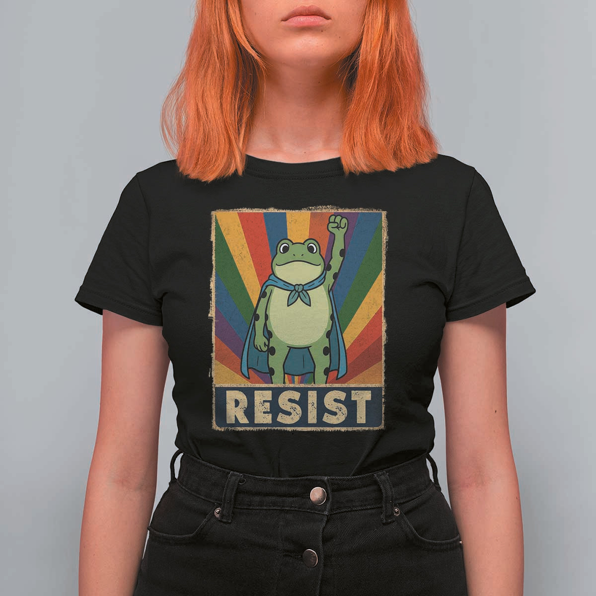 Rainbow Resist Frog T Shirt For Women Portland Pride and Protest Resistance - Wonder Print Shop