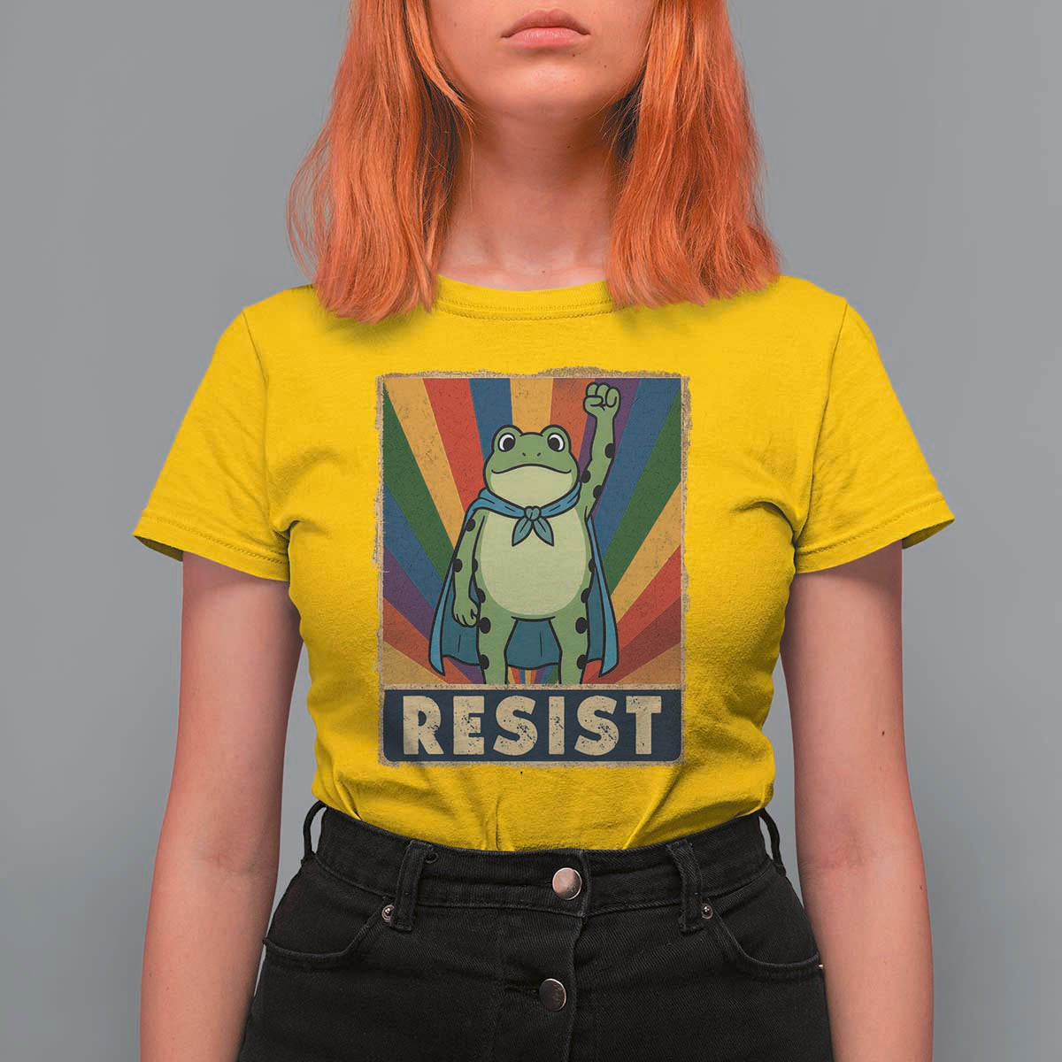 Rainbow Resist Frog T Shirt For Women Portland Pride and Protest Resistance - Wonder Print Shop