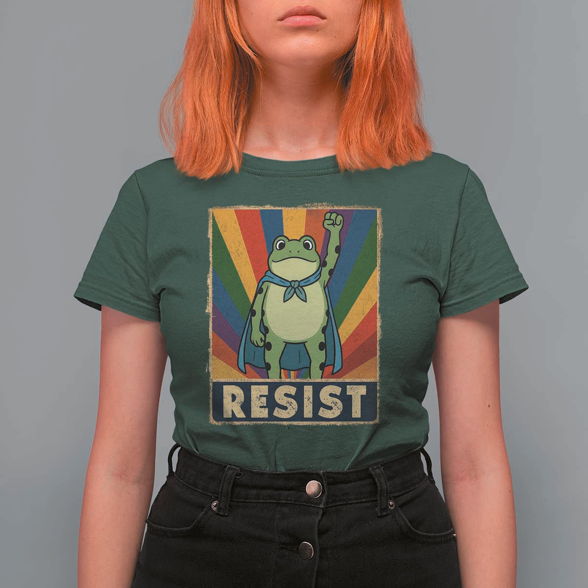 Rainbow Resist Frog T Shirt For Women Portland Pride and Protest Resistance - Wonder Print Shop