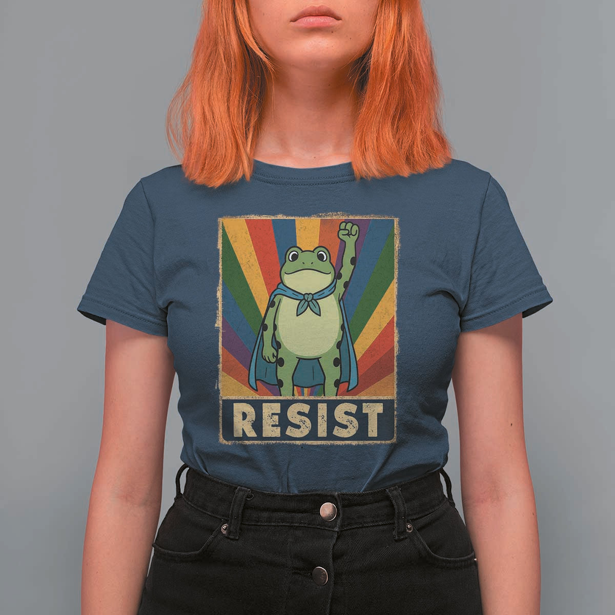Rainbow Resist Frog T Shirt For Women Portland Pride and Protest Resistance - Wonder Print Shop