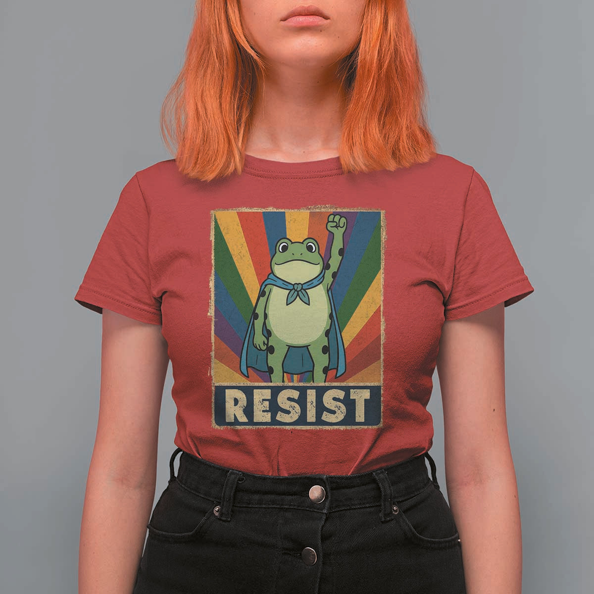 Rainbow Resist Frog T Shirt For Women Portland Pride and Protest Resistance - Wonder Print Shop