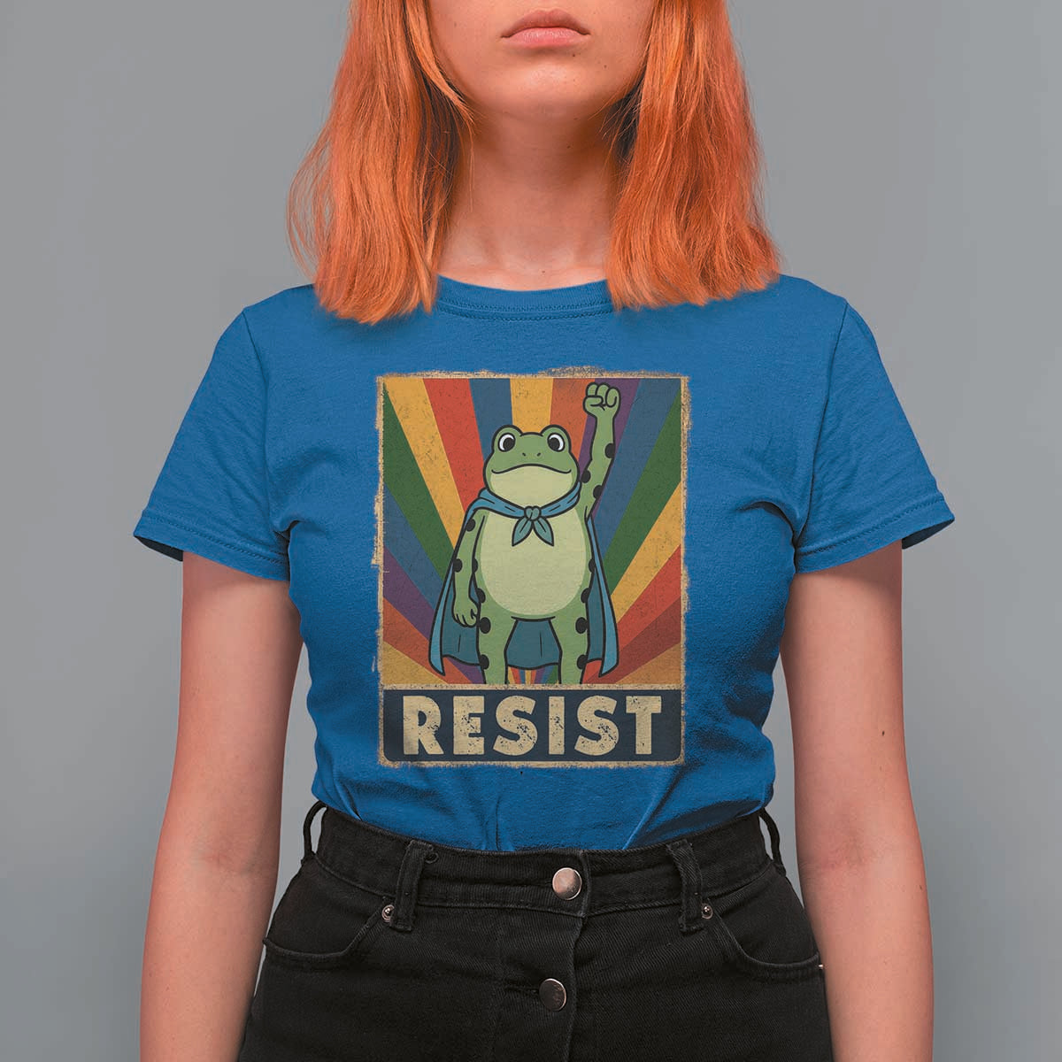 Rainbow Resist Frog T Shirt For Women Portland Pride and Protest Resistance - Wonder Print Shop