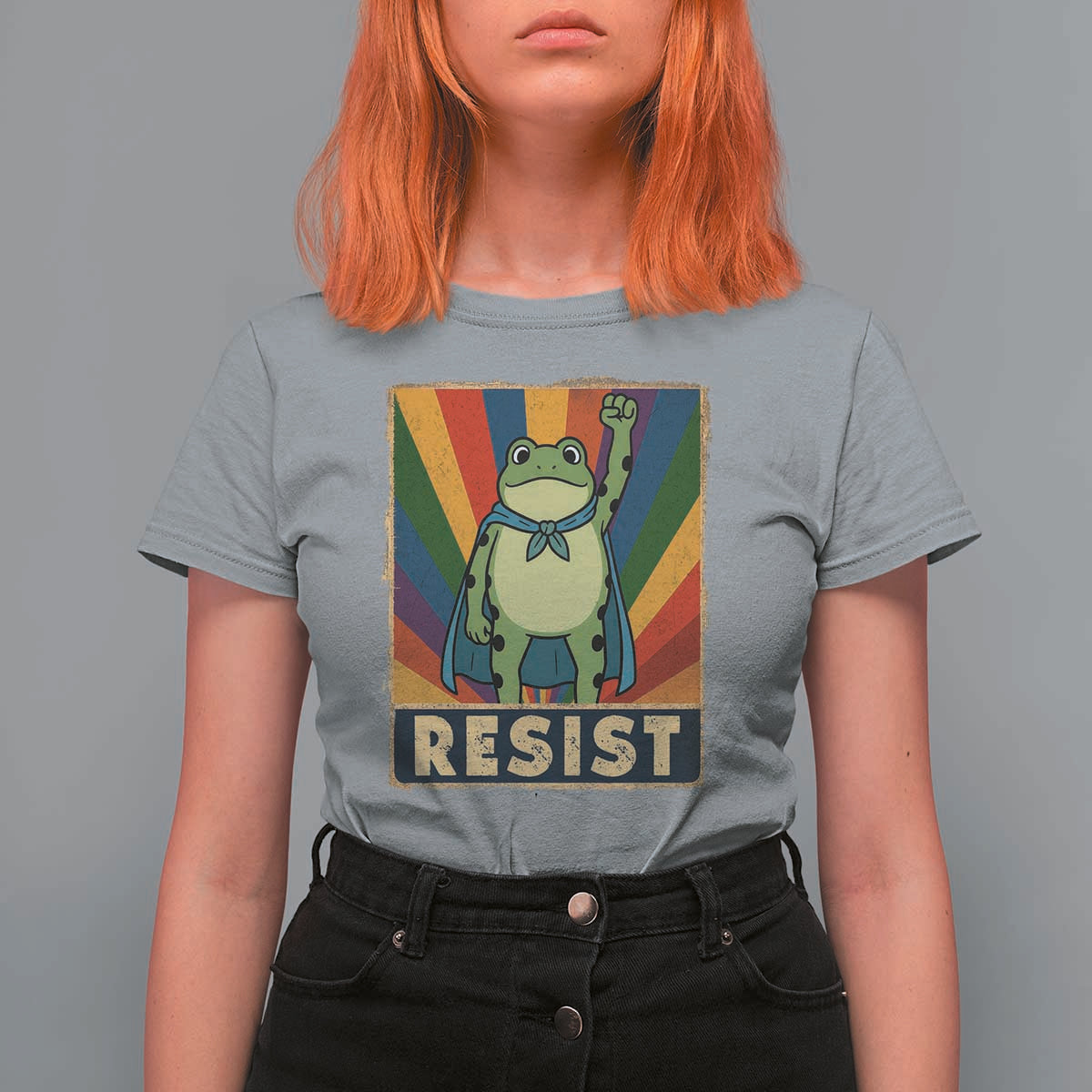 Rainbow Resist Frog T Shirt For Women Portland Pride and Protest Resistance - Wonder Print Shop