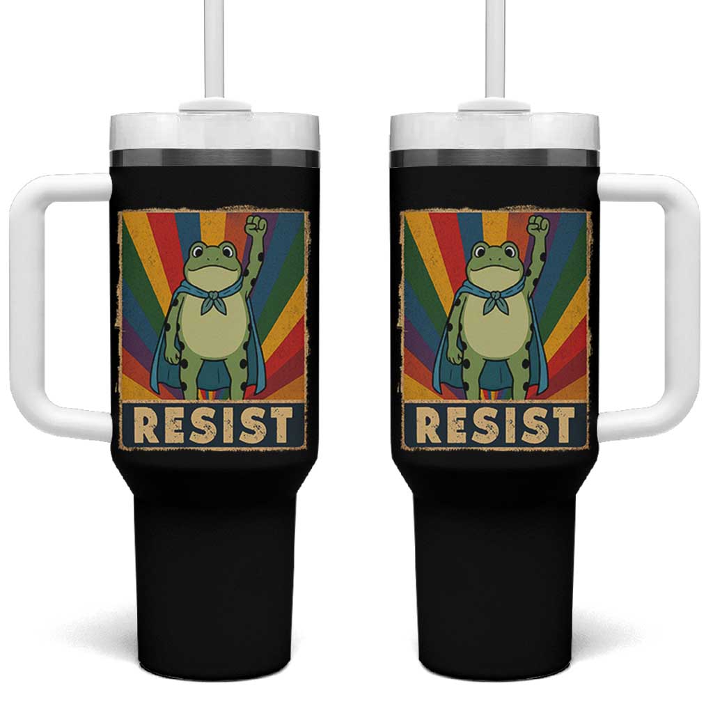 Rainbow Resist Frog Tumbler With Handle Portland Pride and Protest Resistance - Wonder Print Shop