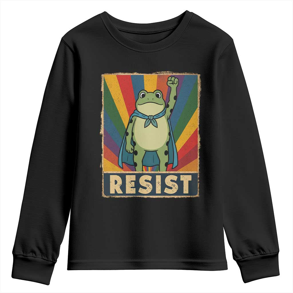 Rainbow Resist Frog Youth Sweatshirt Portland Pride and Protest Resistance - Wonder Print Shop