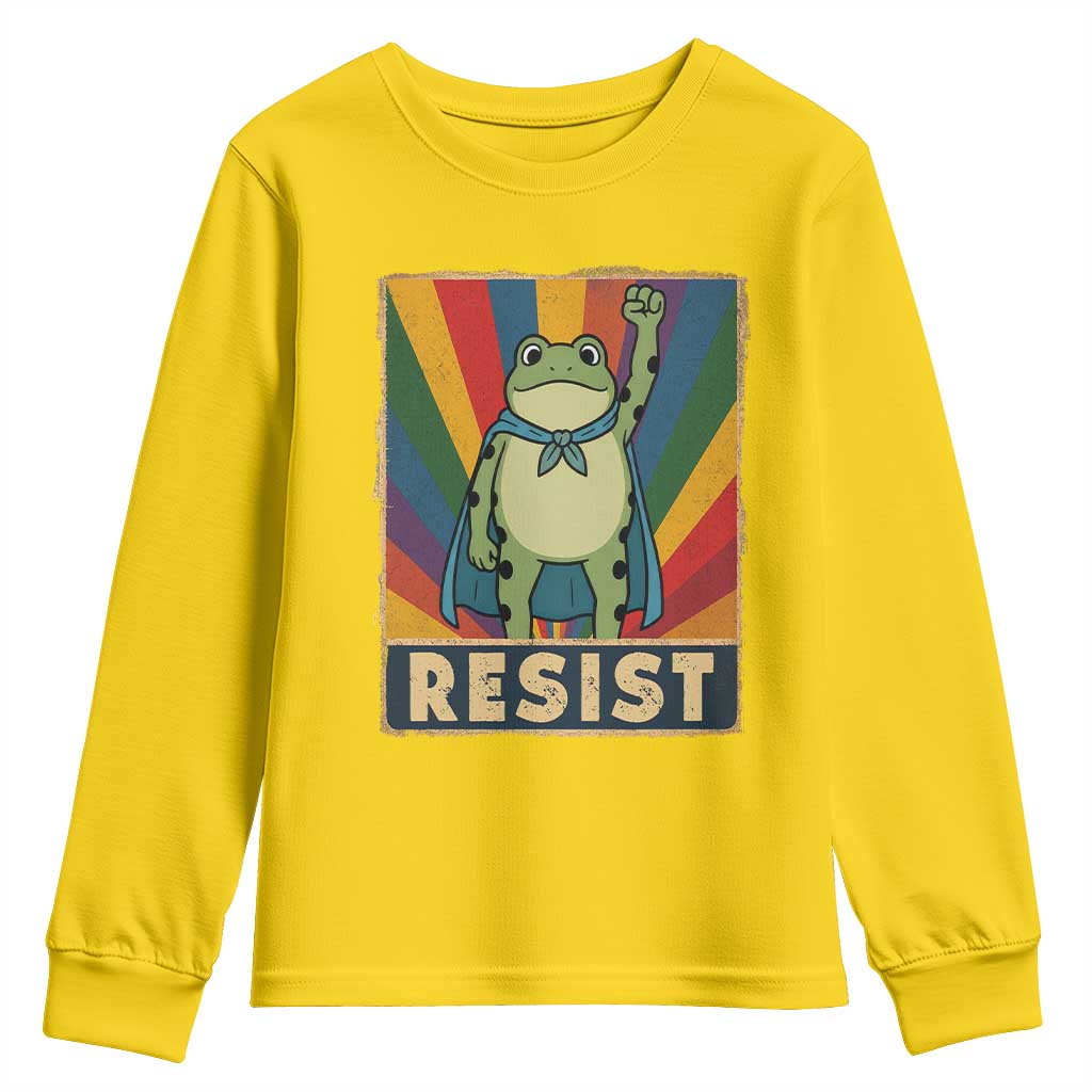 Rainbow Resist Frog Youth Sweatshirt Portland Pride and Protest Resistance - Wonder Print Shop