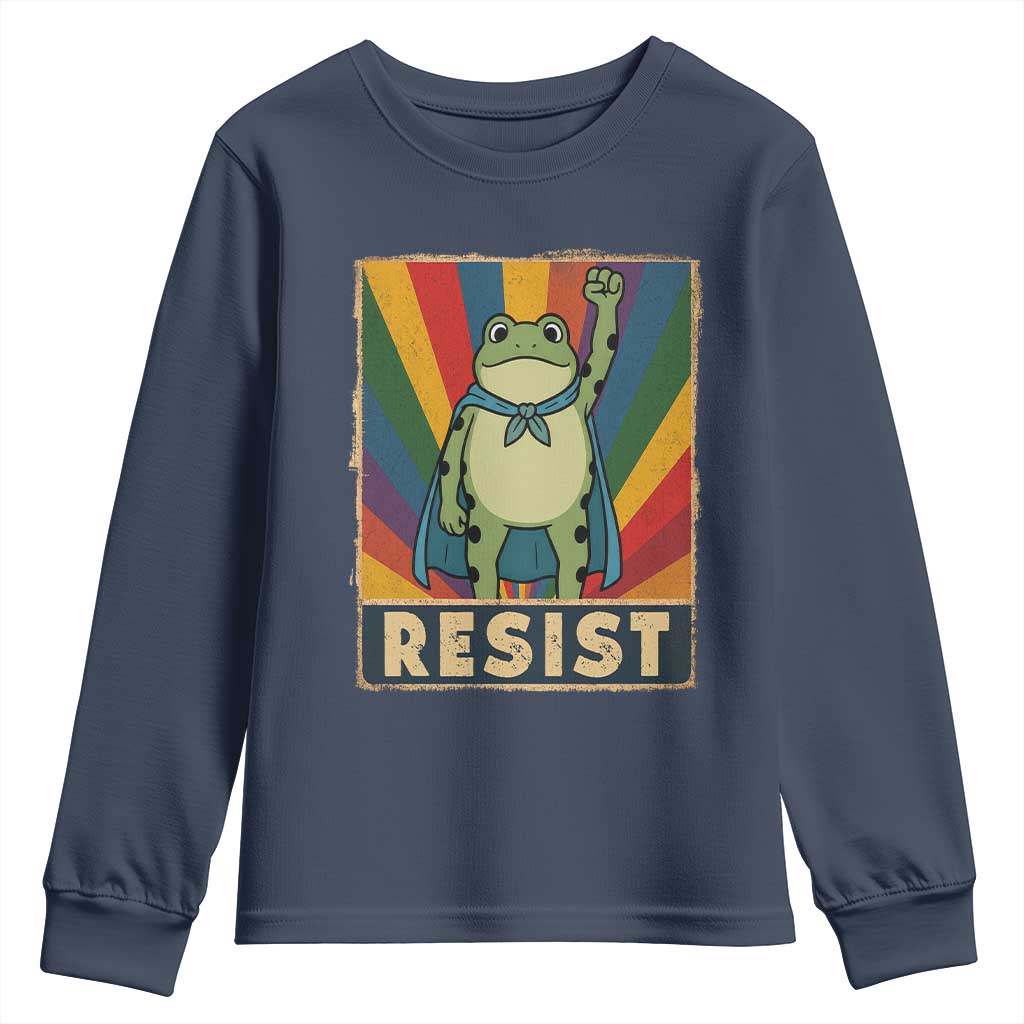 Rainbow Resist Frog Youth Sweatshirt Portland Pride and Protest Resistance - Wonder Print Shop