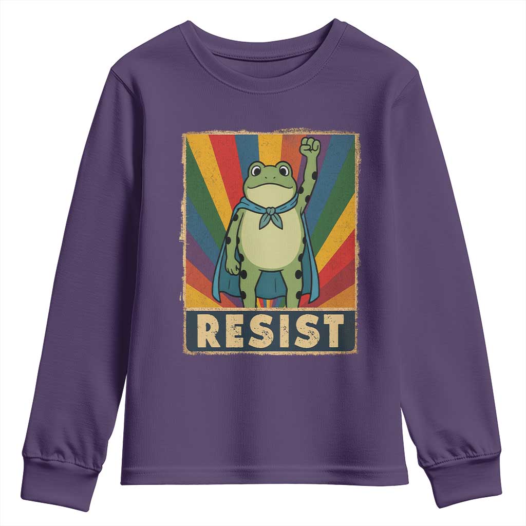 Rainbow Resist Frog Youth Sweatshirt Portland Pride and Protest Resistance - Wonder Print Shop