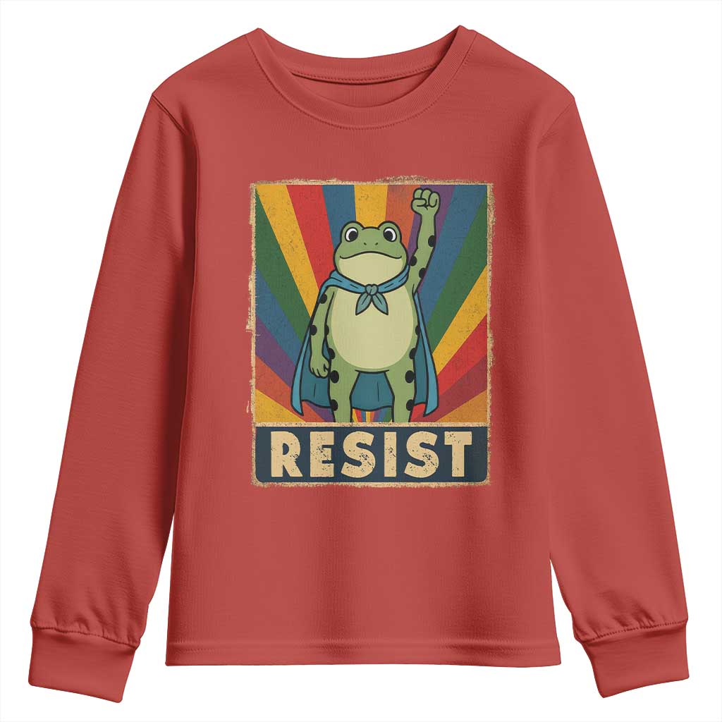 Rainbow Resist Frog Youth Sweatshirt Portland Pride and Protest Resistance - Wonder Print Shop