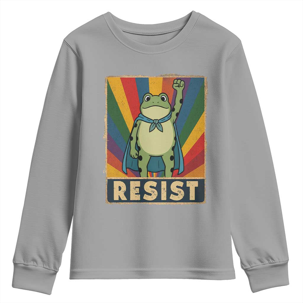 Rainbow Resist Frog Youth Sweatshirt Portland Pride and Protest Resistance - Wonder Print Shop