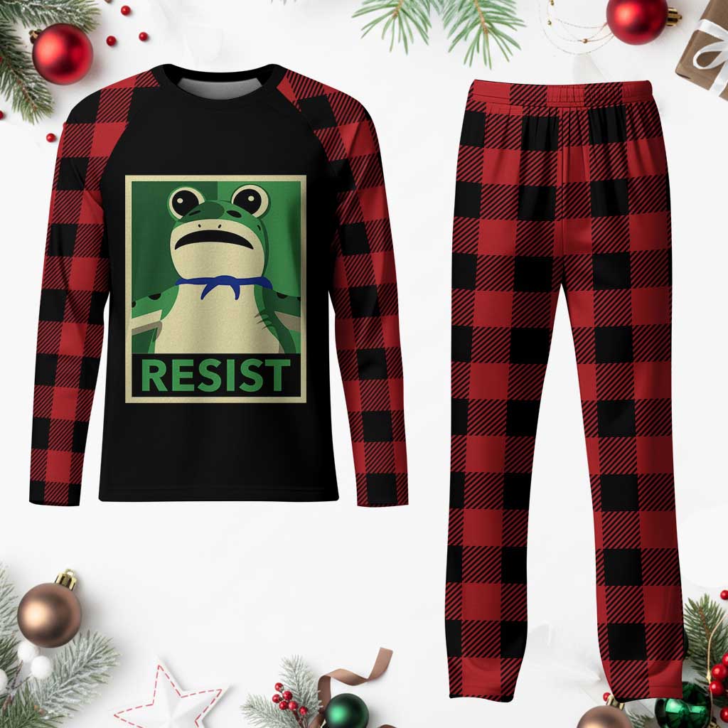 Frog Resist Poster Graphic Plaid Pajama Set Portland Resistance Protest Minimalist - Wonder Print Shop