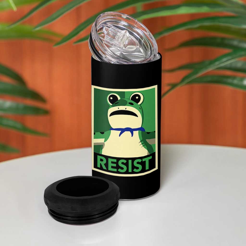 Frog Resist Poster Graphic 4 in 1 Can Cooler Tumbler Portland Resistance Protest Minimalist - Wonder Print Shop