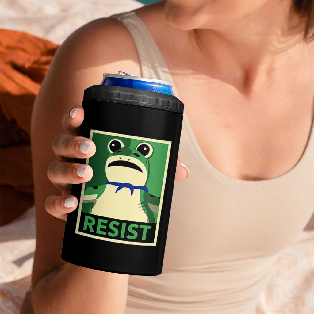 Frog Resist Poster Graphic 4 in 1 Can Cooler Tumbler Portland Resistance Protest Minimalist - Wonder Print Shop