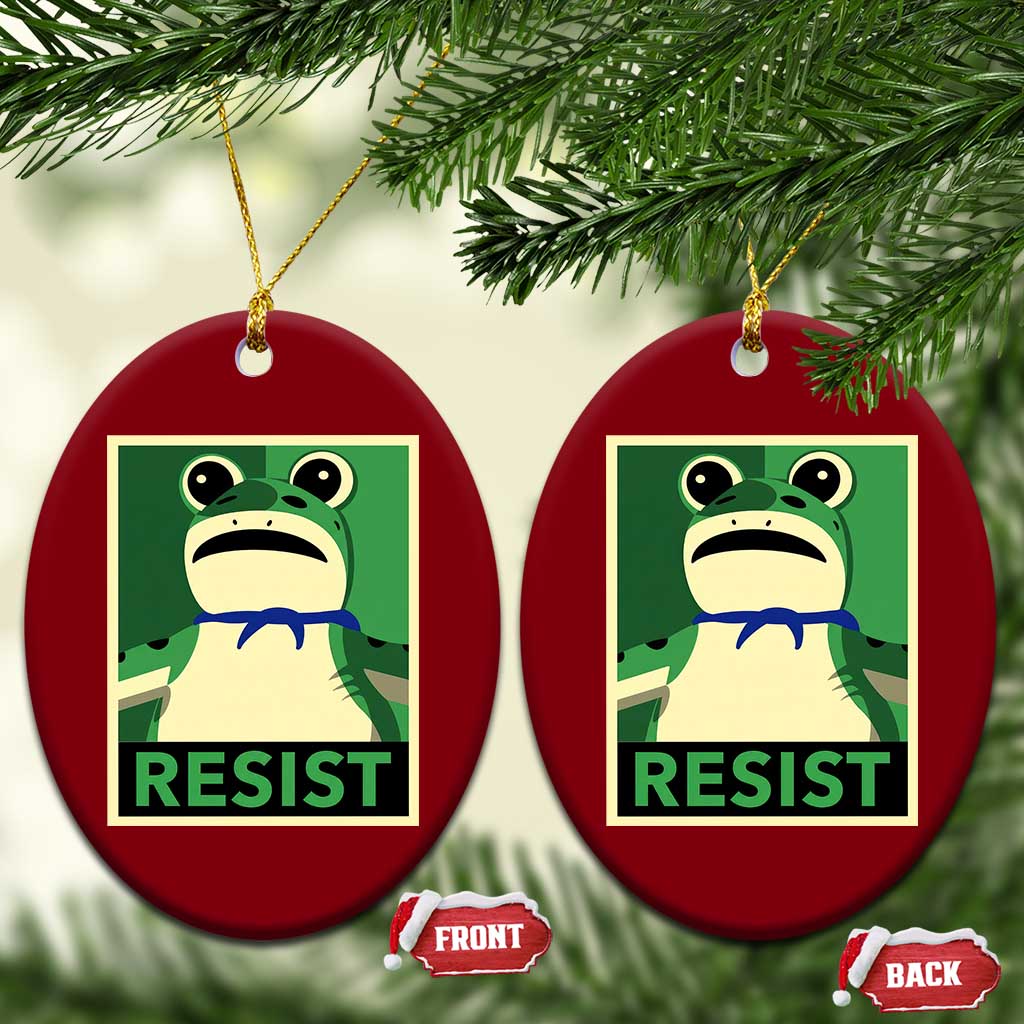 Frog Resist Poster Graphic Ceramic Ornament Portland Resistance Protest Minimalist - Wonder Print Shop