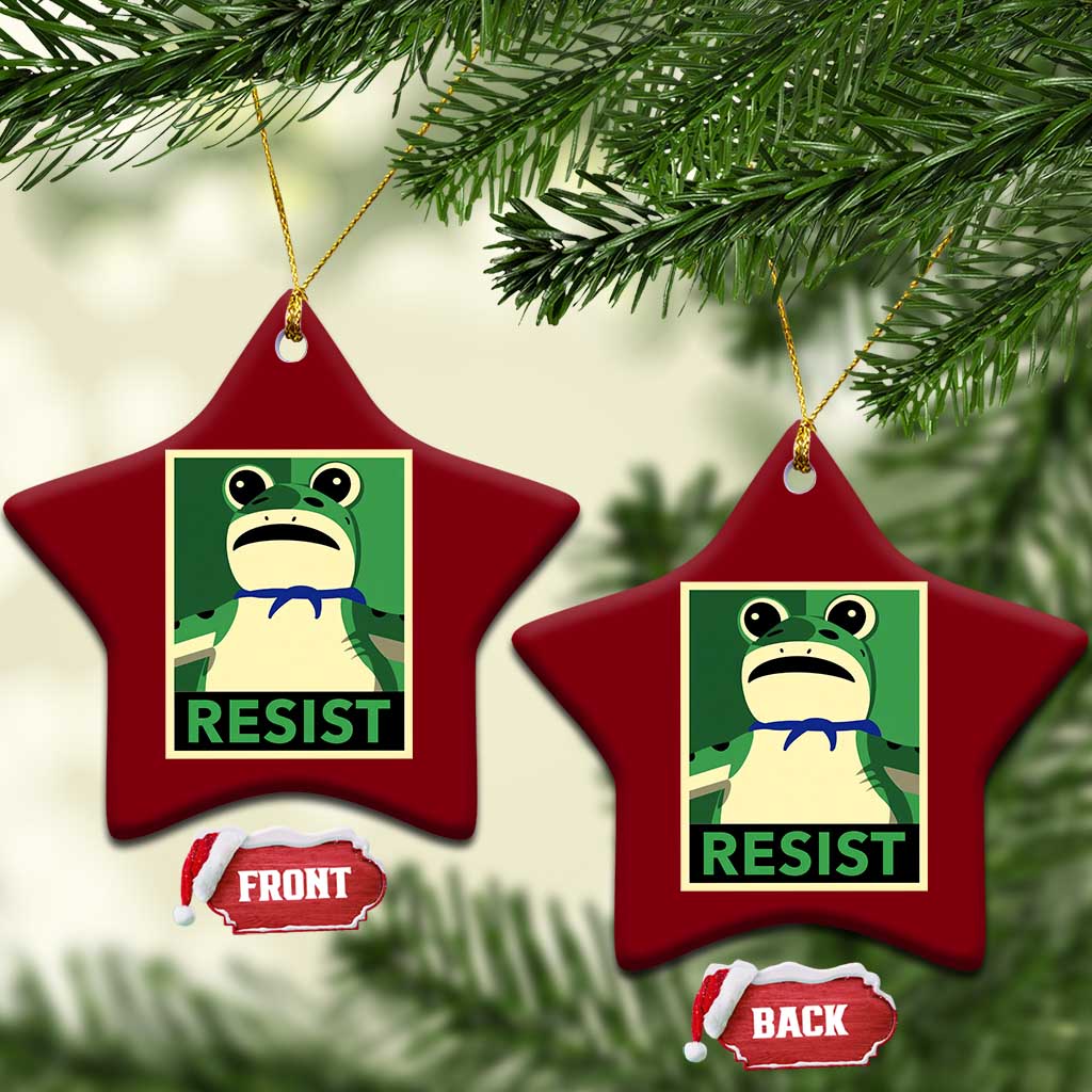 Frog Resist Poster Graphic Ceramic Ornament Portland Resistance Protest Minimalist - Wonder Print Shop