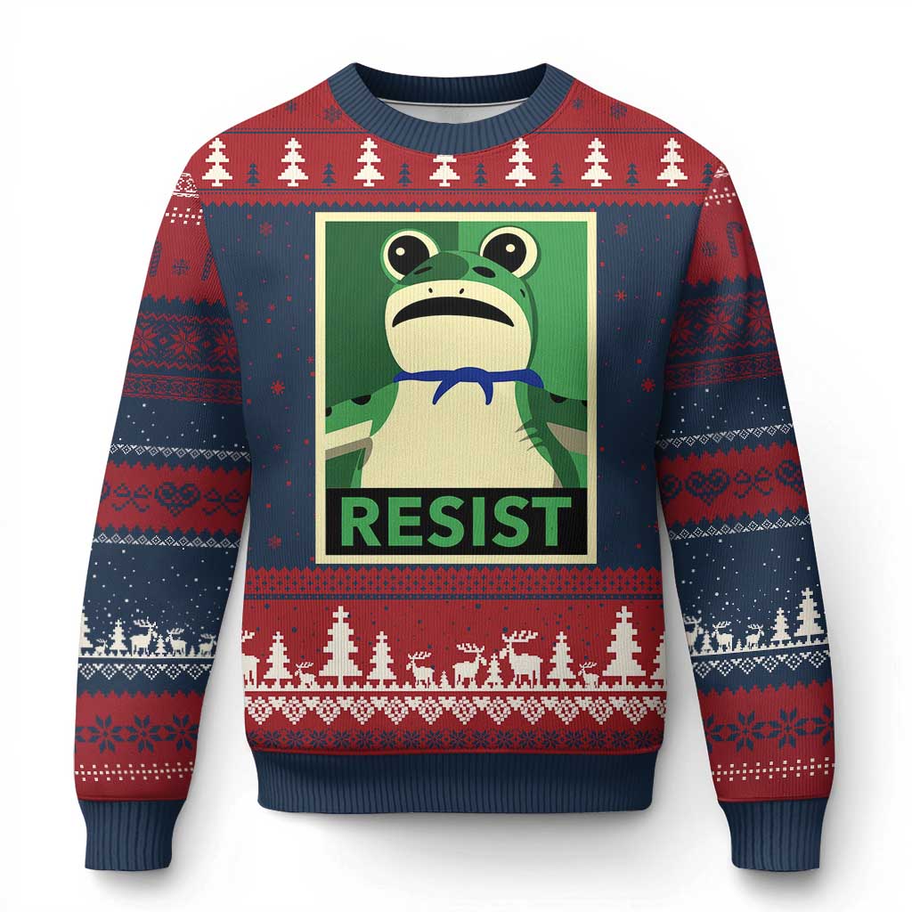 Frog Resist Poster Graphic Ugly Christmas Sweater Portland Resistance Protest Minimalist - Wonder Print Shop