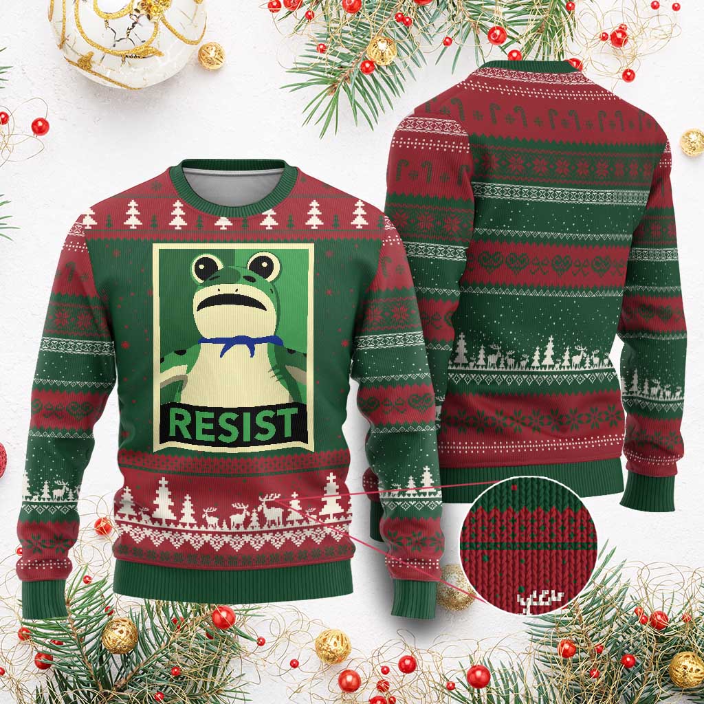 Frog Resist Poster Graphic Ugly Christmas Sweater Portland Resistance Protest Minimalist - Wonder Print Shop