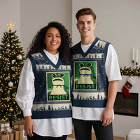 Frog Resist Poster Graphic V-Neck Knit Sweater Vest Portland Resistance Protest Minimalist - Wonder Print Shop