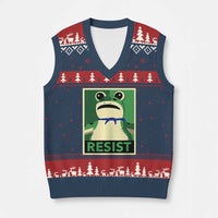 Frog Resist Poster Graphic V-Neck Knit Sweater Vest Portland Resistance Protest Minimalist - Wonder Print Shop