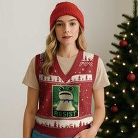 Frog Resist Poster Graphic V-Neck Knit Sweater Vest Portland Resistance Protest Minimalist - Wonder Print Shop