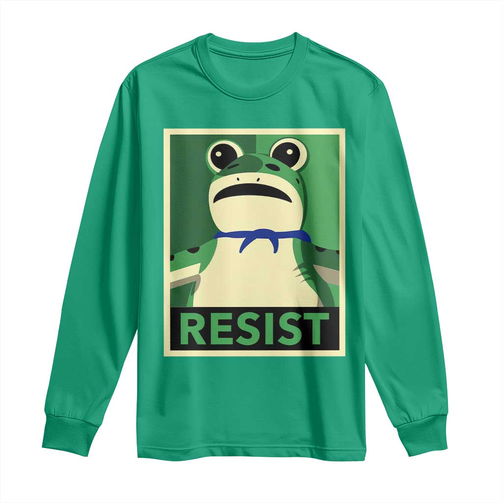 Frog Resist Poster Graphic Long Sleeve Shirt Portland Resistance Protest Minimalist - Wonder Print Shop