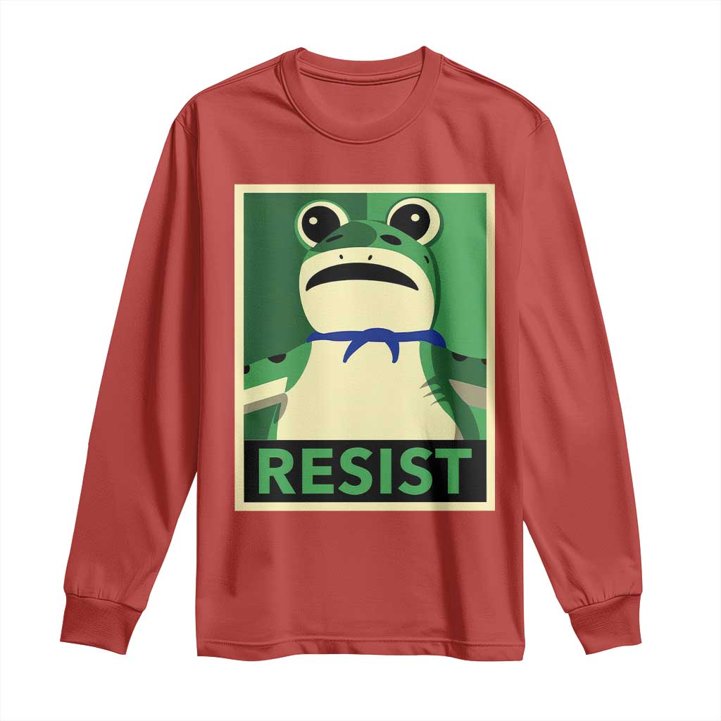 Frog Resist Poster Graphic Long Sleeve Shirt Portland Resistance Protest Minimalist - Wonder Print Shop