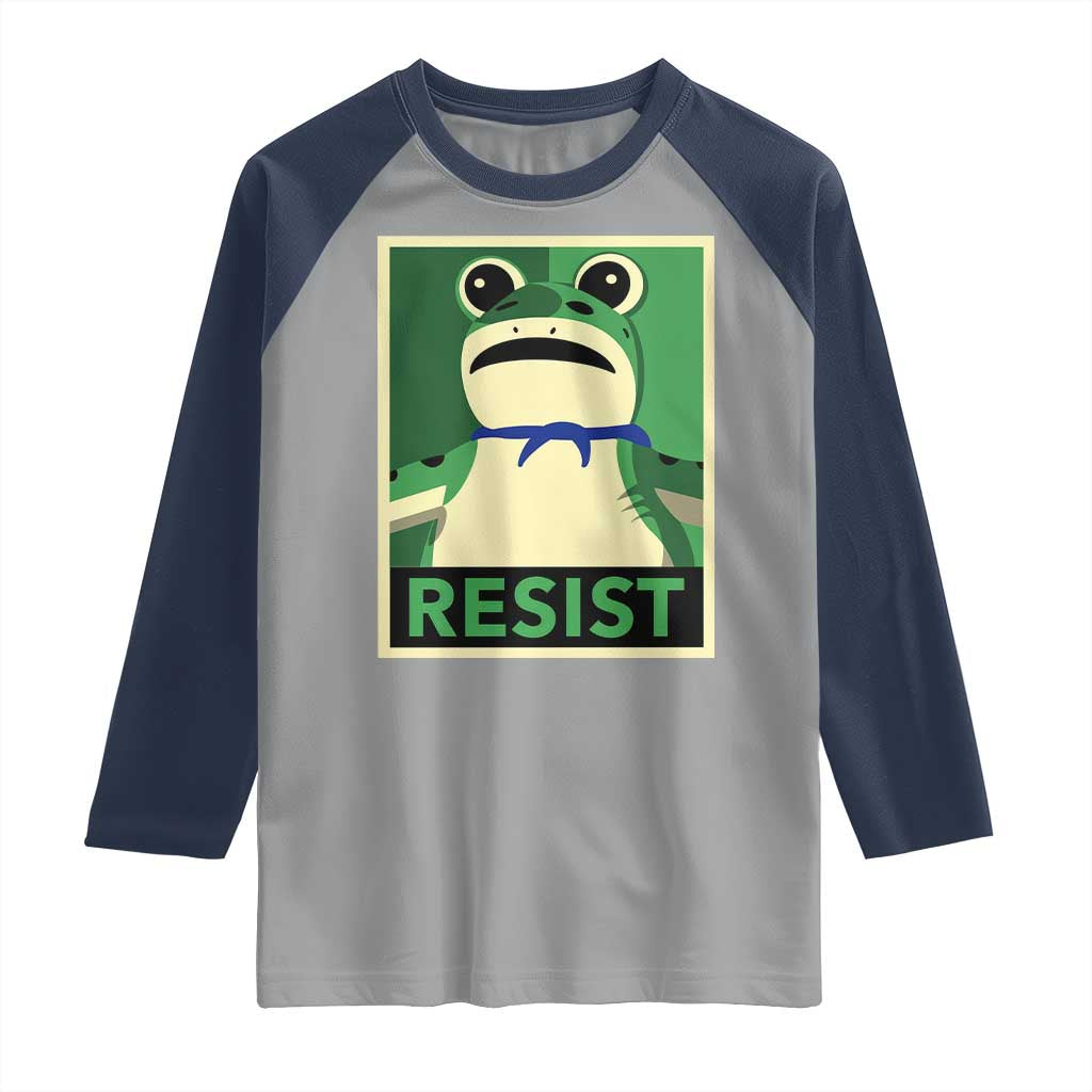 Frog Resist Poster Graphic Raglan Shirt Portland Resistance Protest Minimalist - Wonder Print Shop