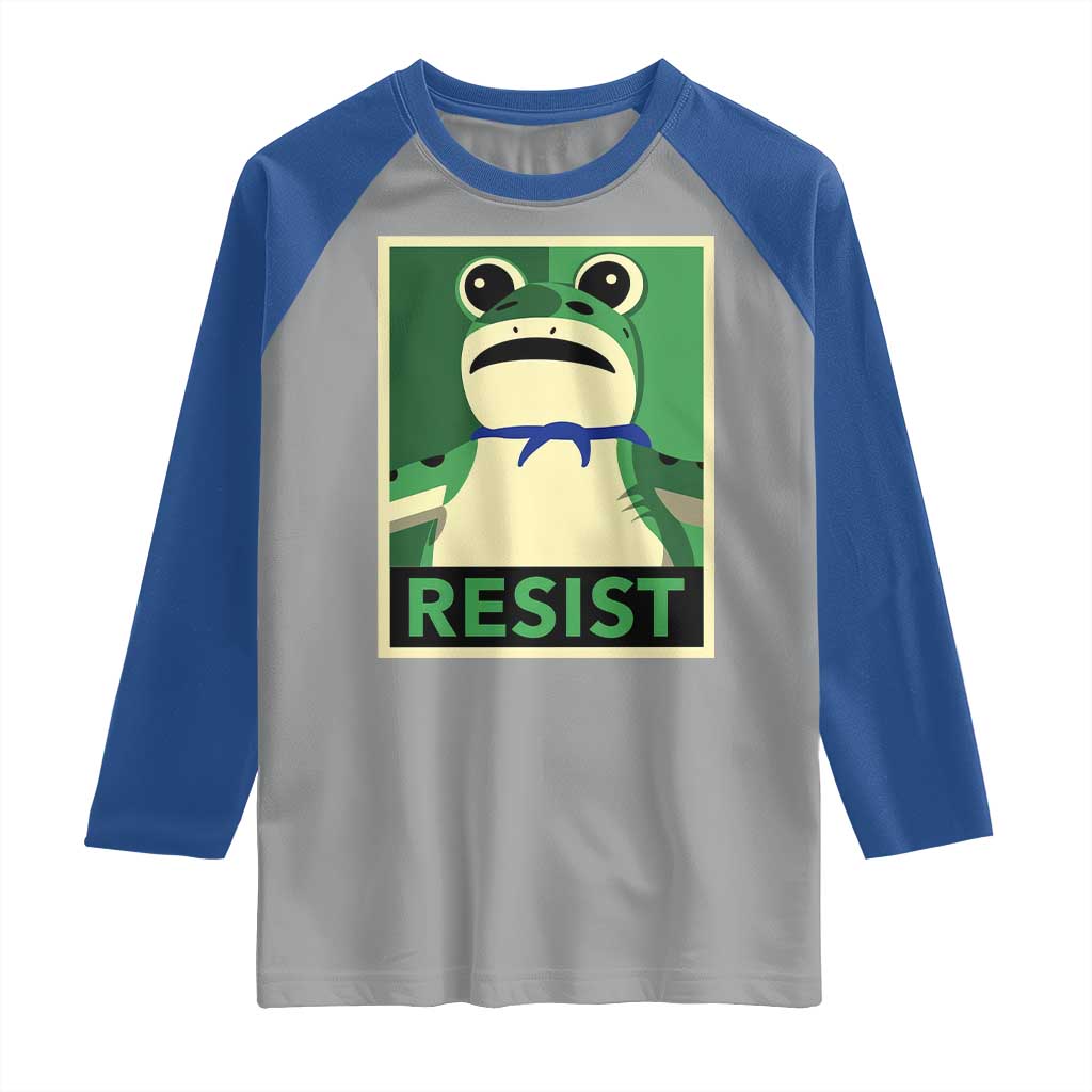 Frog Resist Poster Graphic Raglan Shirt Portland Resistance Protest Minimalist - Wonder Print Shop