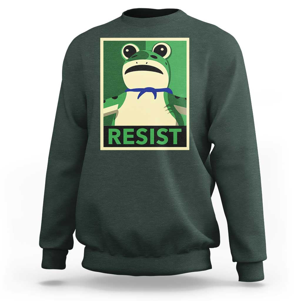 Frog Resist Poster Graphic Sweatshirt Portland Resistance Protest Minimalist - Wonder Print Shop