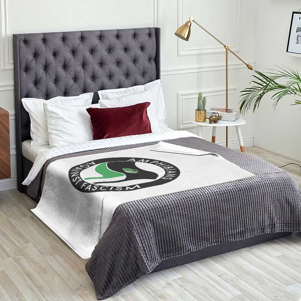 Amphibians Against Fascism Throw Blanket Anti-Fascist Frog Logo Portland Protest - Wonder Print Shop