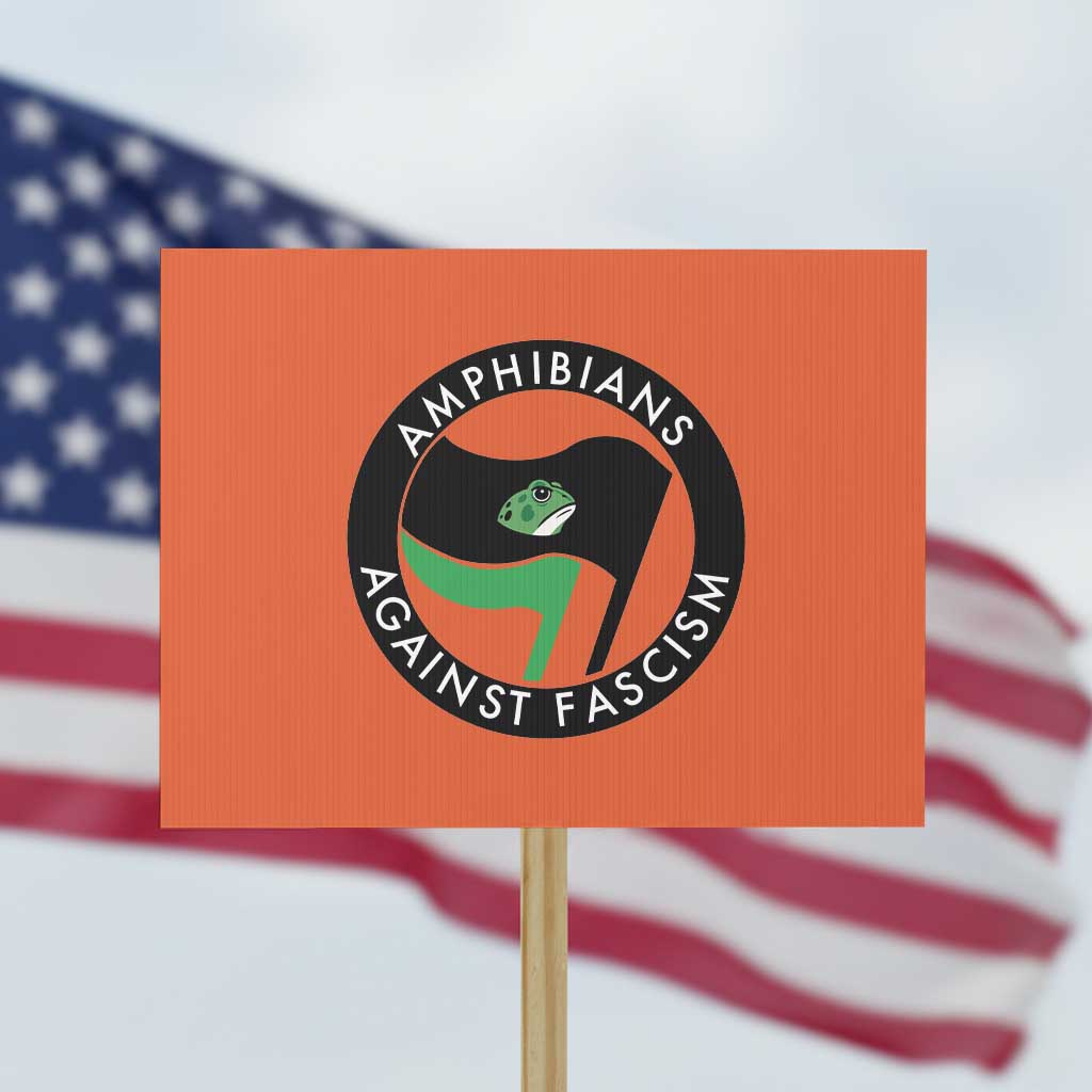Amphibians Against Fascism Protest Sign Anti-Fascist Frog Logo Portland Protest - Wonder Print Shop