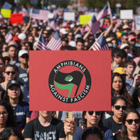 Amphibians Against Fascism Protest Sign Anti-Fascist Frog Logo Portland Protest - Wonder Print Shop