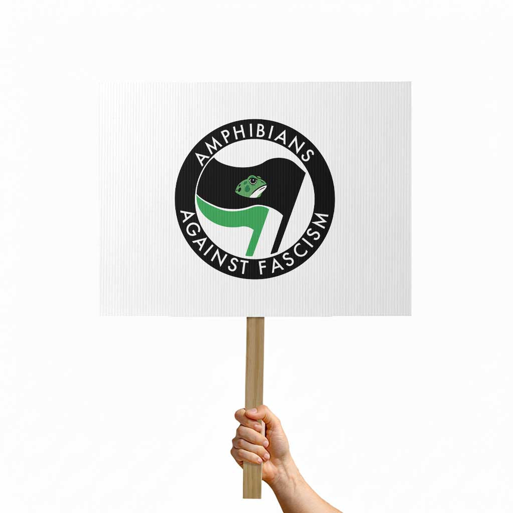 Amphibians Against Fascism Protest Sign Anti-Fascist Frog Logo Portland Protest - Wonder Print Shop