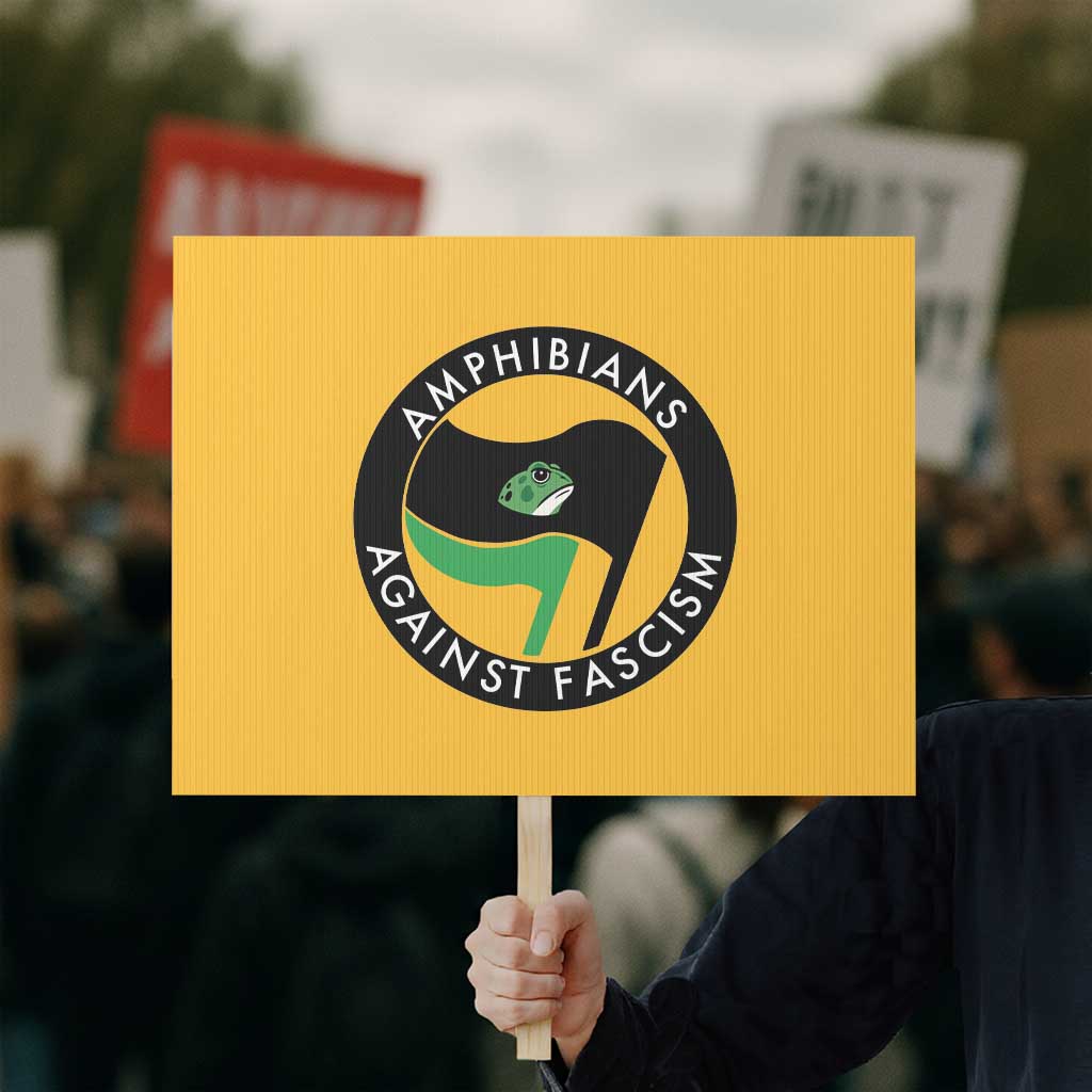 Amphibians Against Fascism Protest Sign Anti-Fascist Frog Logo Portland Protest - Wonder Print Shop