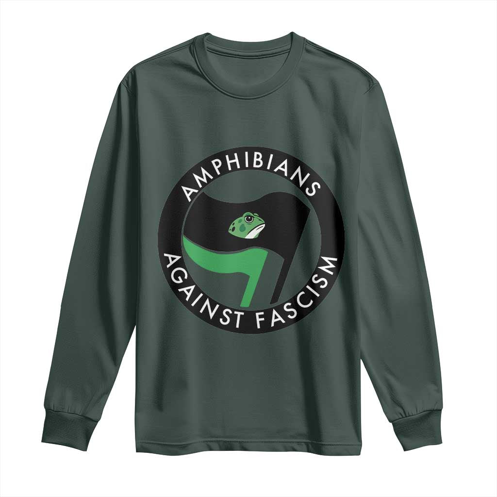 Amphibians Against Fascism Long Sleeve Shirt Anti-Fascist Frog Logo Portland Protest - Wonder Print Shop